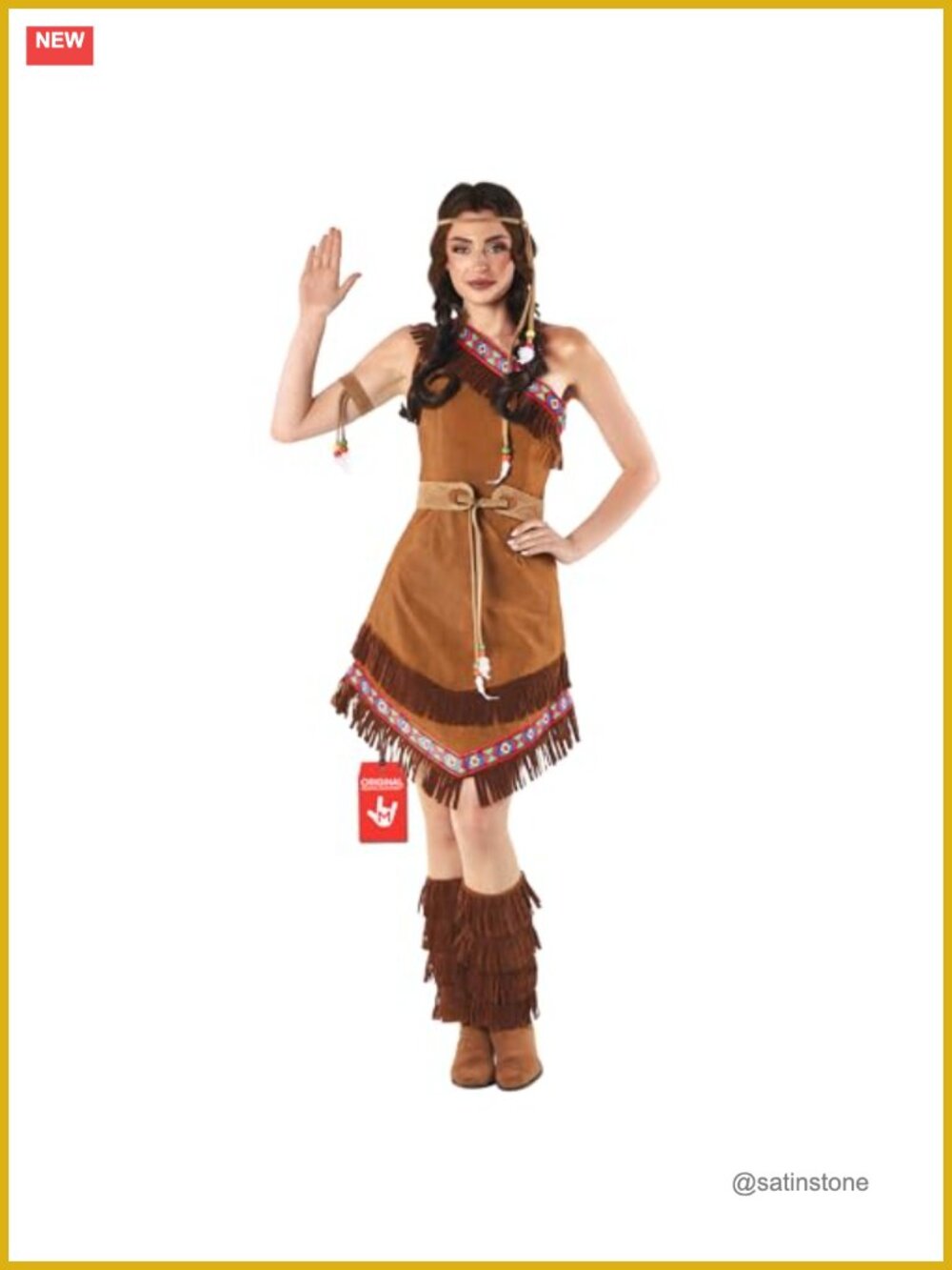 Native American Costume Women 5-Piece Fringe Dress Halloween Party